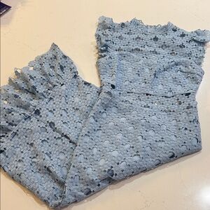 Just Me Sky Blue Lace Top